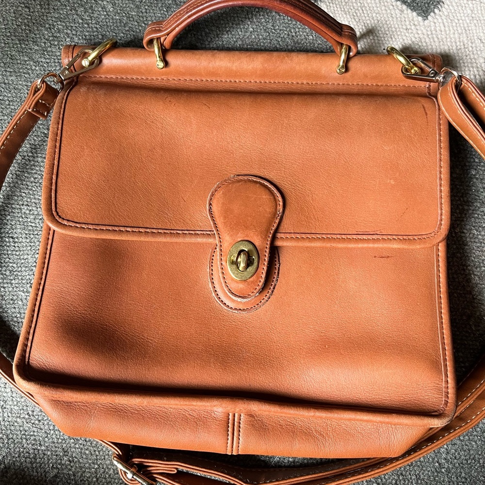 Vintage Coach Willis Tan Leather Top-Handle Bag - Picture 3 of 9